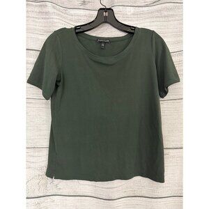 Eileen Fisher Dark Green Short Sleeve Silk Tshirt Size XXS